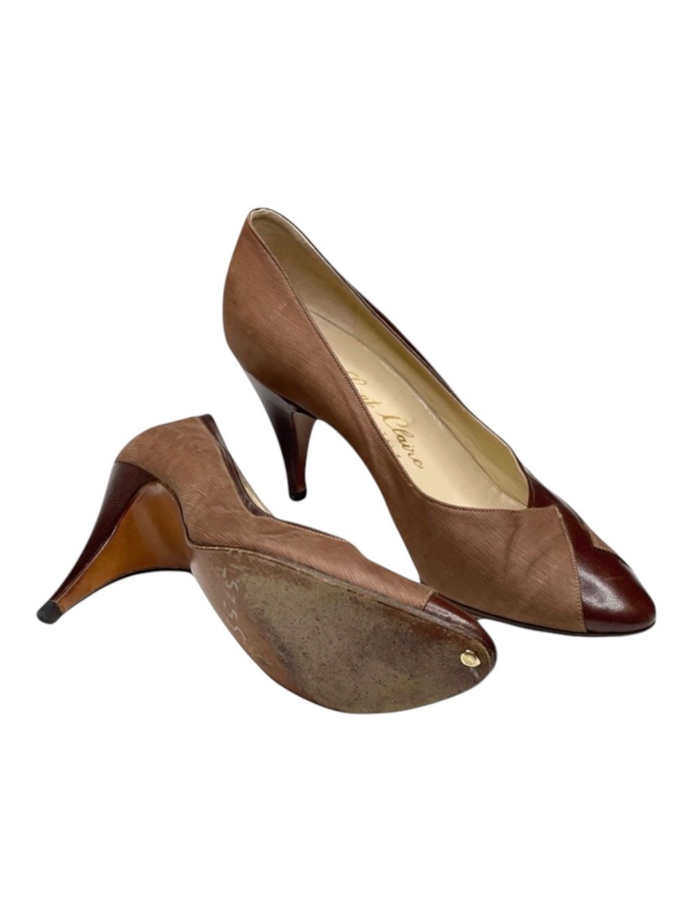 Vintage 70’s: Saint Claire ⊛ Italy Soft Glove Leather Pumps ⊛ Dusty Rose 2 Tone - Picture 11 of 16